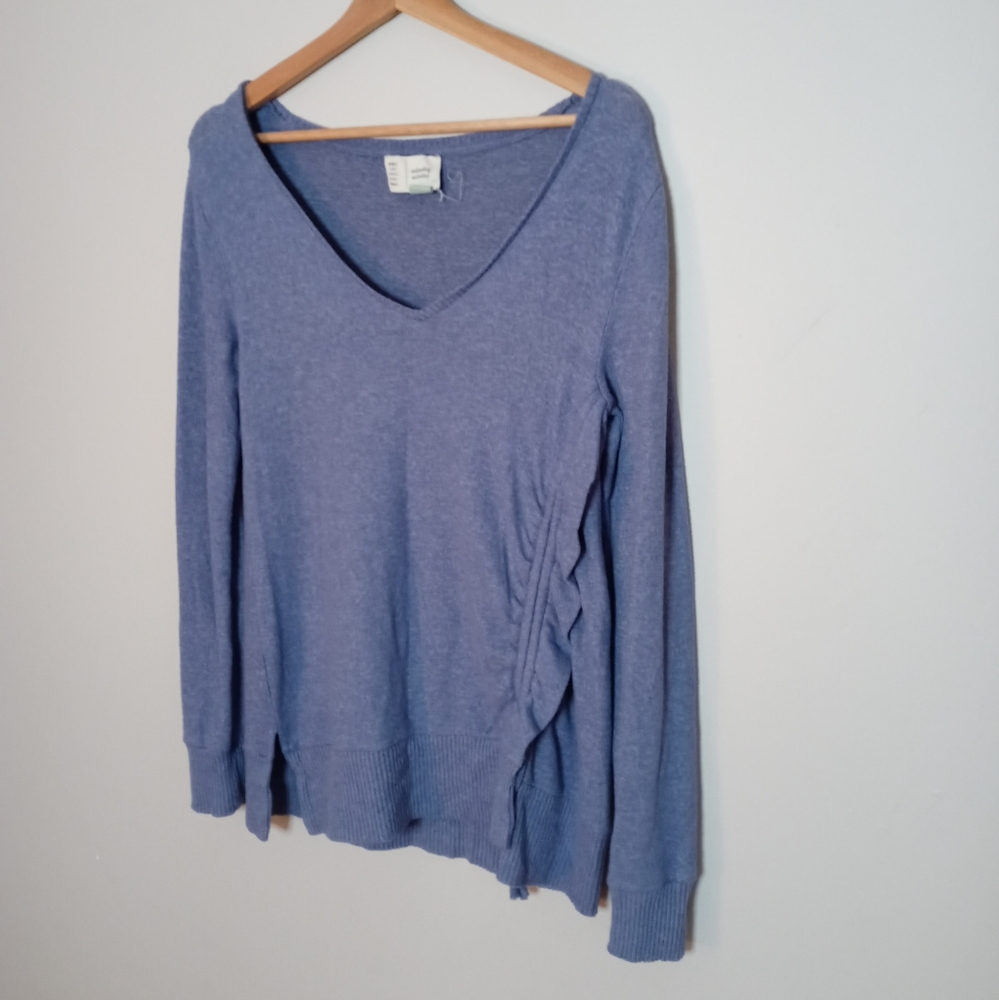 Saturday Sunday Anthropologie Fleece Sweater Cinched Side Tie Size XS - Picture 3 of 13